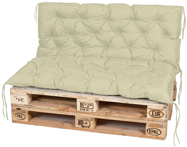 TexDeko® Garden Palettenauflage 120x60 cm mit Rückenlehne wasserabweisend UV - beständig Premium Sitzkissen gesteppt für Europaletten Palettenkissen Palettenpolster (Sand)
