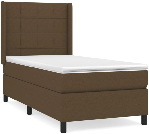 vidaXL Boxspringbett mit Matratze Dunkelbraun 90x200 cm Stoff 3131404