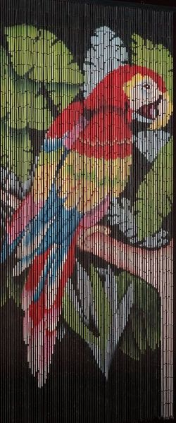 CONACORD Türvorhang Decona Papagei Dekovorhang bunt, Hakenaufhängung, halbtransparent, 90 x 200 cm, Bambus - blickdicht dank hoher Stranganzahl