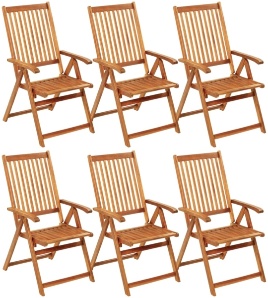 vidaXL Klappbare Gartenstühle 6 Stk. mit Auflagen Massivholz Akazie 3064125