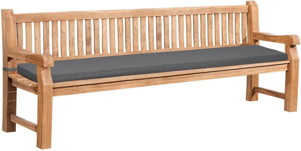 CLP Gartenbank Teakholz Jackson mit Sitzkissen,dunkelgrau 226x48x8 cm