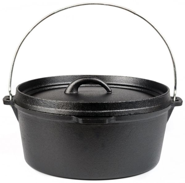 Dutch Oven SIMBA 2er Set 5L - Gusseisen Schwarz 10x24,5x24,5cm | Feuertopf Gusseisener Topf Kochtopf