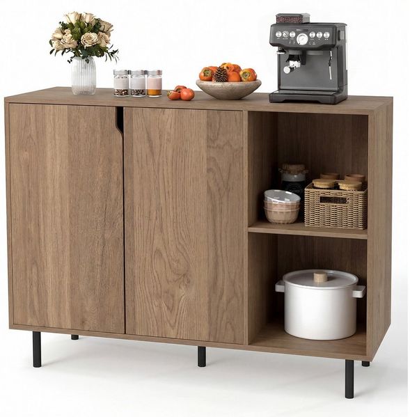 COSTWAY Sideboard, Anrichteschrank mit Fächern, verstellbare Ablagen, 106x38x80cm