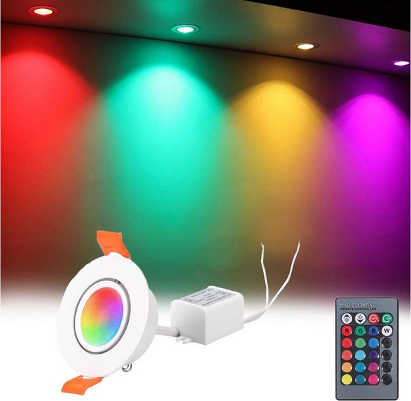 MUPOO LED Einbauleuchte RGB Einbaustrahler Dimmbar mit Fernbedienung, 4 Stimmungsmodi, 3 W Bild 5