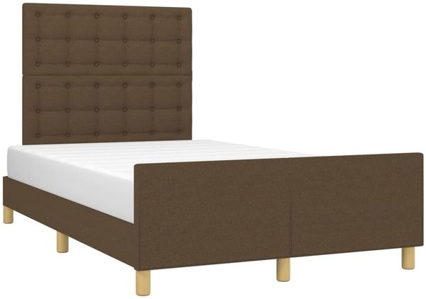 Einzelbett mit Kopfteil Stoff Dunkelbraun 120x200 cm Bild 3