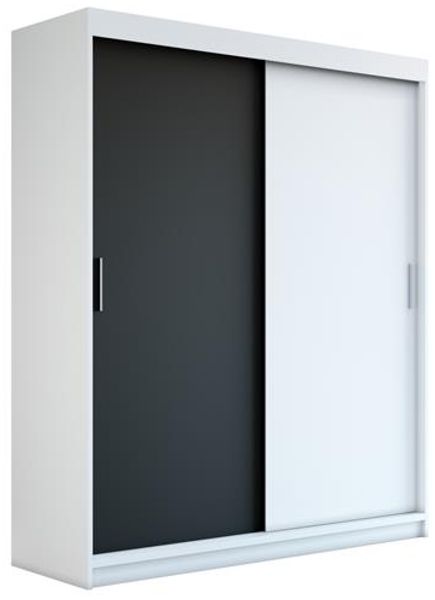 Schwebetürenschrank PAX 2-türig Schrank 180 cm (mit Spiegel) Farbe: Weiß , schwarz