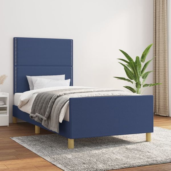 vidaXL Bettgestell ohne Matratze Blau 100x200 cm Stoff 3124958