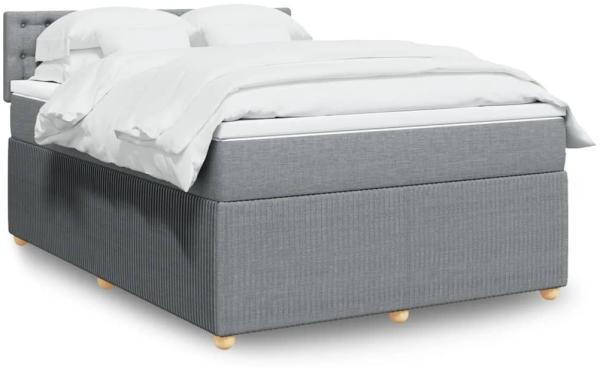 vidaXL Boxspringbett mit Matratze Hellgrau 140x200 cm Stoff 3289793