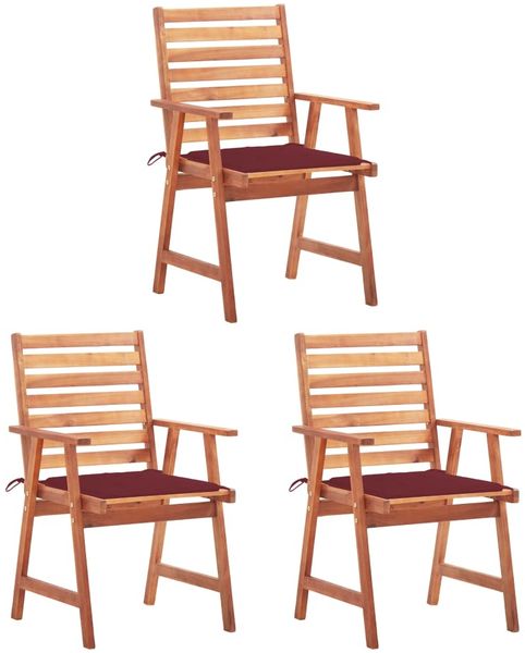 vidaXL Garten-Essstühle 3 Stk. mit Kissen Massivholz Akazie 3064356