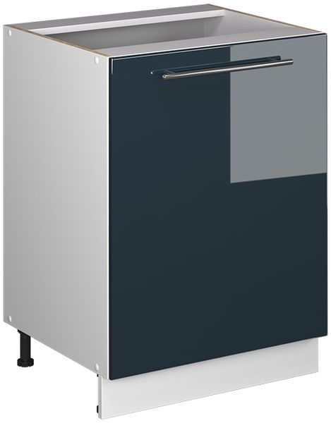 Küchenunterschrank Fame-Line Dunkelblau Hochglanz/Weiß 60 cm 1 Tür ohne Arbeitsplatte Vicco