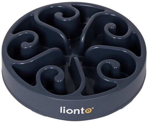 lionto Antischlingnapf für Hunde & Katzen mit Anti-Rutsch-Füßen, spülmaschinenfest & robust, 20 cm, grau