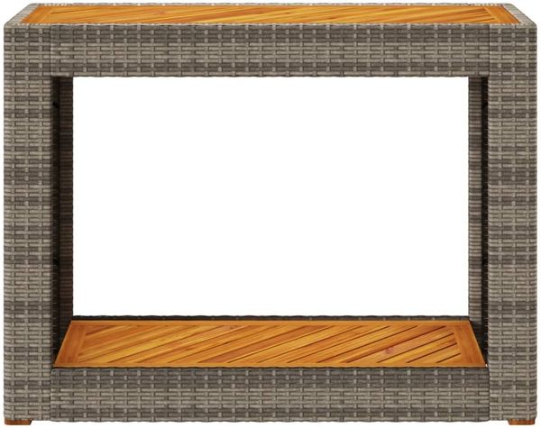 Gartentisch, Beistelltisch, Balkontisch mit Holzplatte Grau Poly Rattan Bild 6