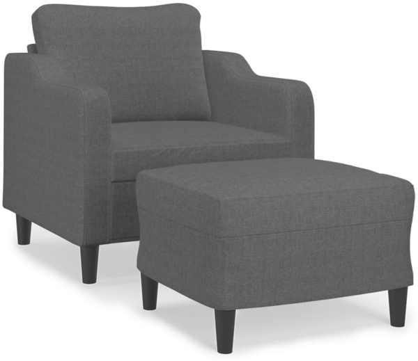 vidaXL Sessel mit Hocker Dunkelgrau 60 cm Stoff 3201128