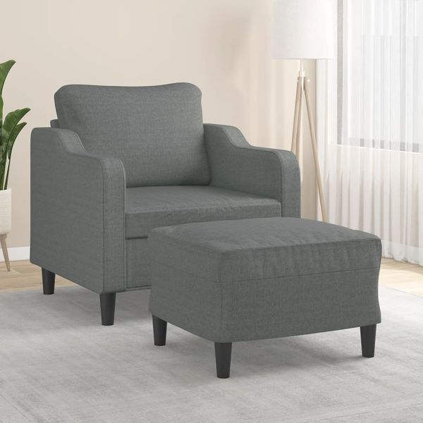 vidaXL Sessel mit Hocker Dunkelgrau 60 cm Stoff 3201128