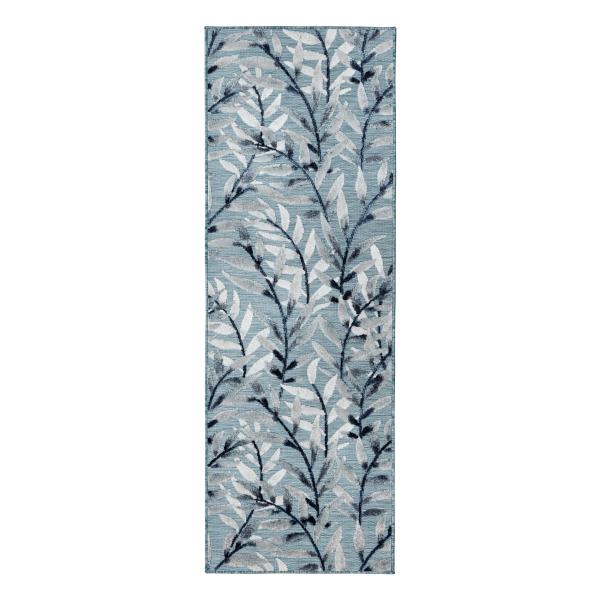 Kadima Design Eleganter Balkonteppich "Lagan Eric", Florales Türkis,. 80x230 cm