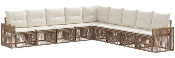 vidaXL Gartensofa-set 9 pcs Beige und Cremeweiß Poly-Rattan 3435147