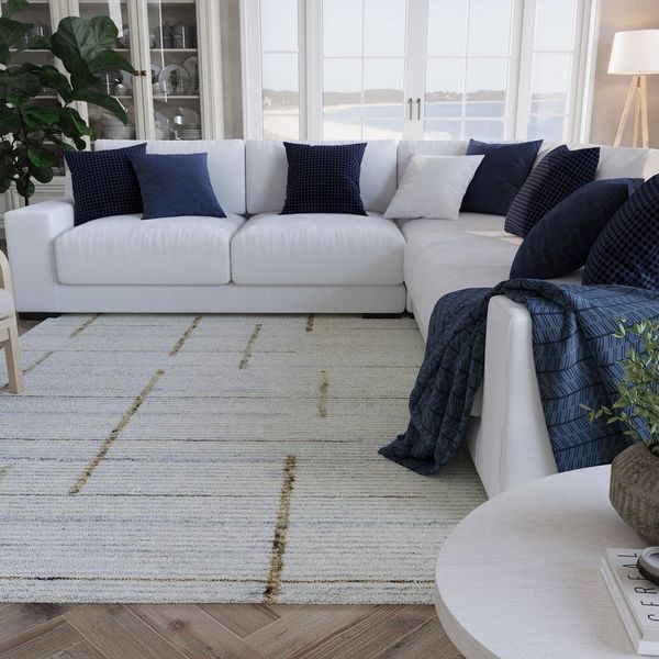 Wecon home Teppich Hamptons TWENTYTWO, rechteckig, Höhe: 10 mm, Läufer, Fasermix, Kurzflor, Wohnzimmer, elegant, geometrisch