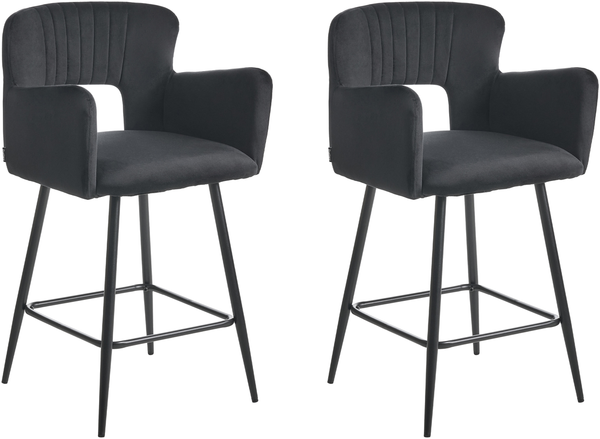 Set mit 2 Barstühlen SANILAC Samtstoff Schwarz