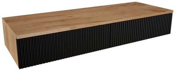 Planetmöbel Garderoben-Set AMYRA, (Wandmontage, 100 x 16 x 35 cm, Gold Eiche - Schwarz), Wand-Konsole für Garderobe, Flur und Schminktisch