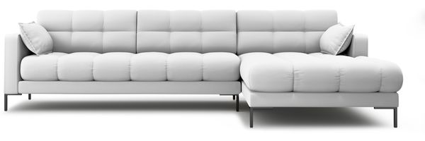 Micadoni Ecksofa Mamaia 5-Sitzer Rechts Strukturierter Stoff Neve Hellgrau schwarze Beine