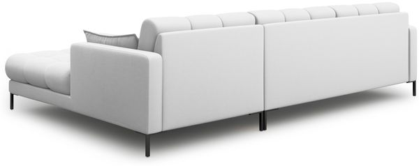 Micadoni Ecksofa Mamaia 5-Sitzer Rechts Strukturierter Stoff Neve Hellgrau schwarze Beine Bild 4