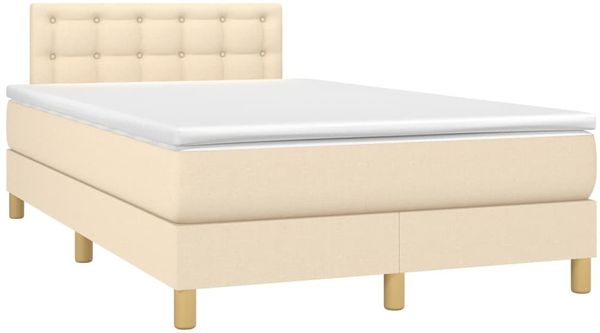 vidaXL Boxspringbett mit Matratze & LED Stoff Creme 120x200 cm, Härtegrad: H2 [3134026] Bild 3