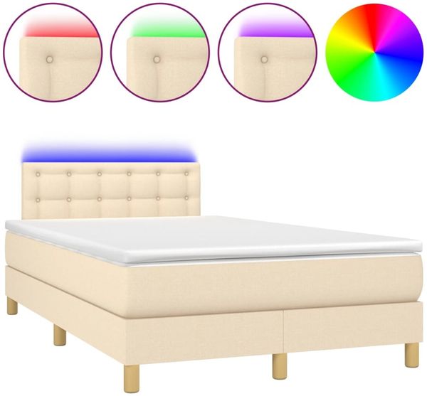 vidaXL Boxspringbett mit Matratze & LED Stoff Creme 120x200 cm, Härtegrad: H2 [3134026] Bild 2