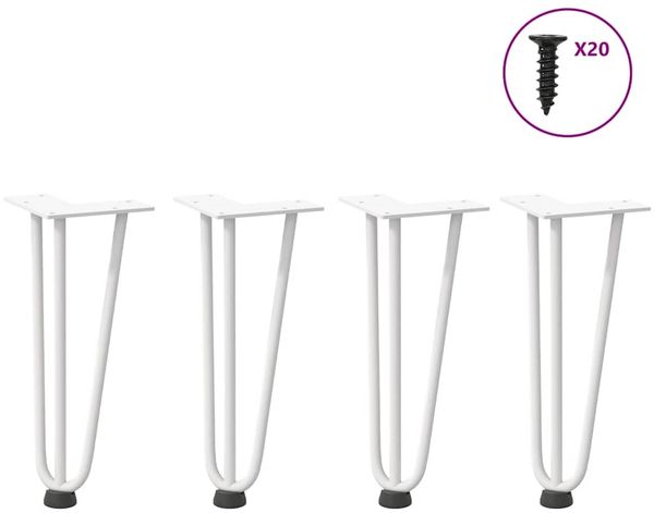 vidaXL Haarnadelbeine für Couchtisch 4 Stk. Weiß 30 cm Massivstahl 4012437