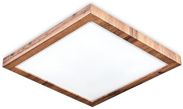 hofstein Deckenleuchte Deckenpanel aus Metall/Kunststoff/MDF in Schwarz/Holzoptik/Weiß, LED wechselbar, 3000 Kelvin, flache Leuchte, skandinavisches Design, 24 W, 2500 Lumen, 3000 Kelvin