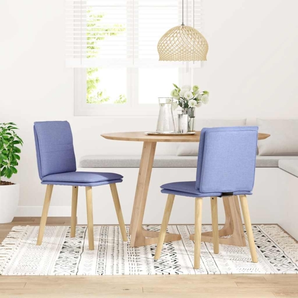 vidaXL Esszimmerstühle 2 Stk. Jeansblau Stoff 4101265