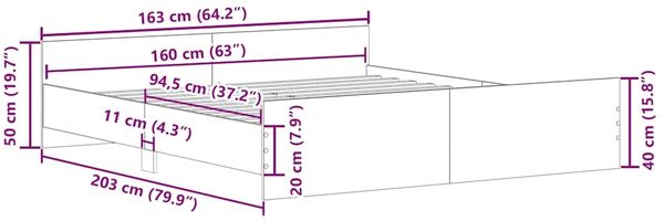 vidaXL Bettgestell mit Kopf- und Fußteil Weiß 160x200 cm 3203761 Bild 10