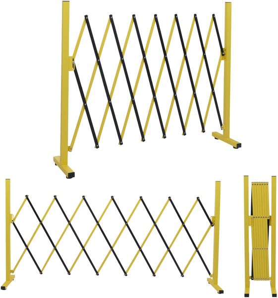 Alu Absperrgitter HWC-B34, Scherengitter Zaun Schutzgitter ausziehbar, 103x28-200cm ~ gelb-schwarz