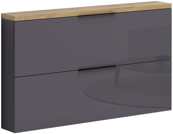 XORA 'IDEA' Hängeschuhschrank Schuhkommode, Holznachbildung Anthrazit, 140 x 82 x 19 cm, mit Schuhkörben und Dämpfung