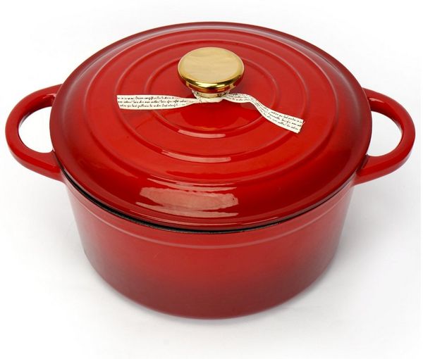 OSTWOLKE Bräter Gusseisen Topf emaillierte Bräter Gusseisentopf Schmortopf mit Deckel, Backofengeeignet Induktionsgeeignet Zum Braten, Schmoren, Kochen