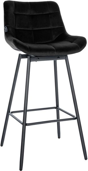 CLP Barhocker Weston 180° Schwenkfunktion mit Rückenlehne gepolstert Metallgestell,schwarz Samt