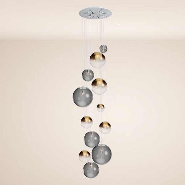 s.luce Orb Galerieleuchte 12-flammig Modular Gold Verlauf, Rauch