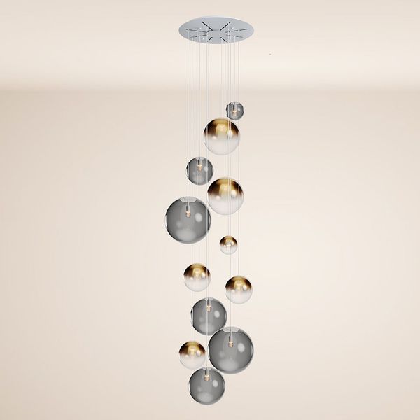 s.luce Orb Galerieleuchte 12-flammig Modular Gold Verlauf, Rauch