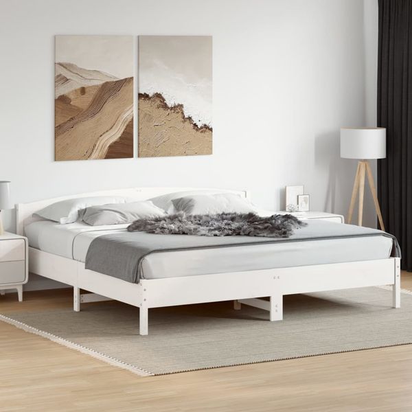 vidaXL Massivholzbett ohne Matratze Weiß 200x200 cm Kiefernholz 3216189