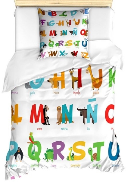 Abakuhaus Bettwäsche Milbensicher Allergiker geeignet mit Kissenbezug, Microfaser, Alphabet ABC Letters für Tiere Bild 2