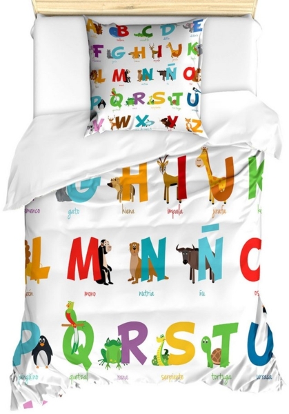 Abakuhaus Bettwäsche Milbensicher Allergiker geeignet mit Kissenbezug, Microfaser, Alphabet ABC Letters für Tiere Bild 3