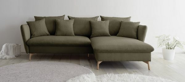 andas Ecksofa MERLE, 258 cm, L-Form, traumhafter Cord, mit Bettfunktion und Bettkasten, Liegefläche 224 x 139
