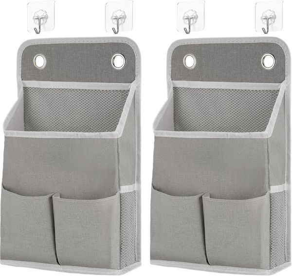 FELIXLEO Wandgarderobe 2er Set Hängeorganizer Grau mit 4 Haken Leinenstoff Faltbar (1 St)