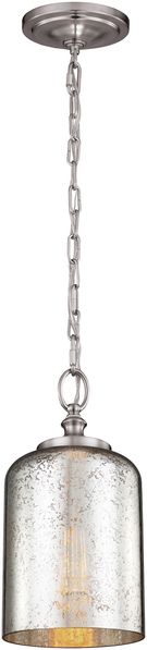 Pendelleuchte, Deckenlampe, Stahl Glas, Edelstahl , D 16,5 cm