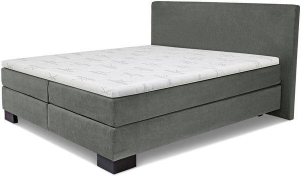 SANSIBAR 'LANGEOOG' Boxspringbett, Holz/Stoff, grau, Härtegrad:H2/H2|Härtegrad:H2|Härtegrad:H2
