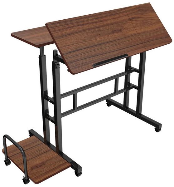 Maclean MC-124 Mobiler Verstellbarer Laptop-Tisch | Höhenverstellbarer Schreibtisch 67-115 cm | Große Arbeitsfläche 80x60 cm | Mit Seitenablage & 6 Rollen Bild 5