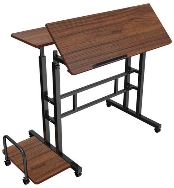 Maclean MC-124 Mobiler Verstellbarer Laptop-Tisch | Höhenverstellbarer Schreibtisch 67-115 cm | Große Arbeitsfläche 80x60 cm | Mit Seitenablage & 6 Rollen Bild 4