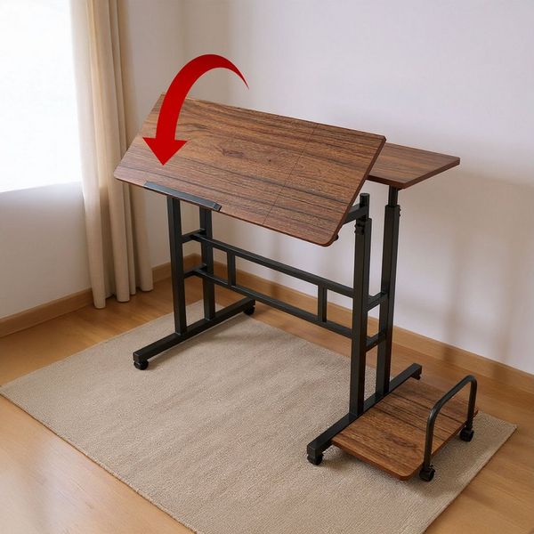 Maclean MC-124 Mobiler Verstellbarer Laptop-Tisch | Höhenverstellbarer Schreibtisch 67-115 cm | Große Arbeitsfläche 80x60 cm | Mit Seitenablage & 6 Rollen