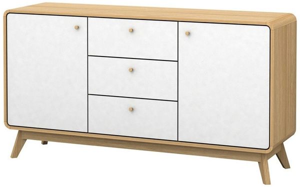 Cassie Sideboard, Eiche-Optik, weiß