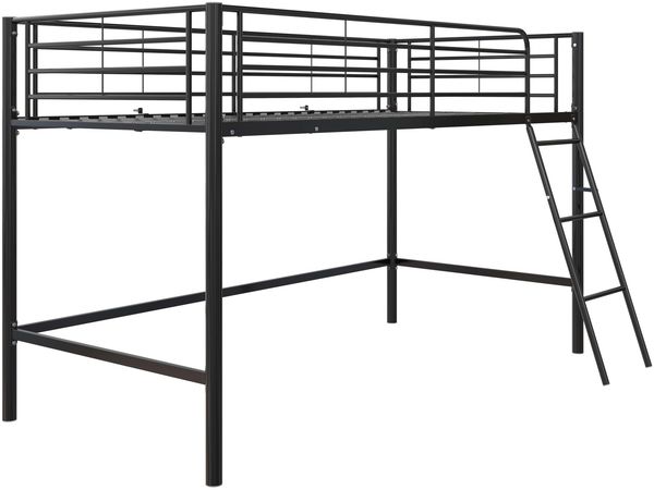 Hochbett >Tore< in Schwarz, Metall - 207x129x130cm (BxHxT)