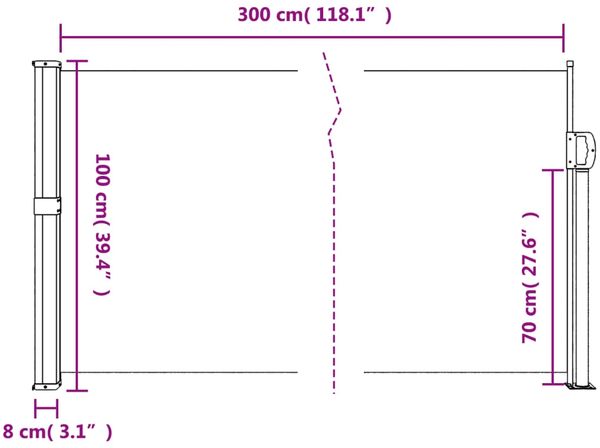 vidaXL Seitenmarkise Ausziehbar Creme 100x300 cm 4004265 Bild 10